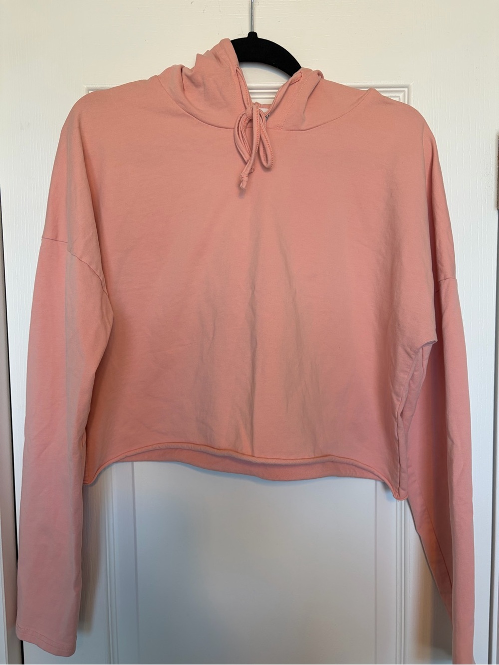 Luca + Grae Cropped Hoodie Blush Pink Lightweight Pullover L Oversized
